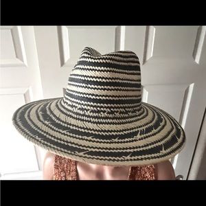 Tan and Navy Straw Hat